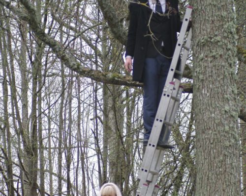 Putnu būra likšana kāzās pie kalēja